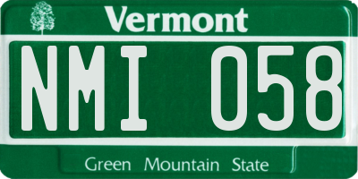 VT license plate NMI058
