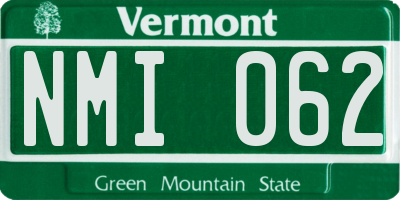 VT license plate NMI062