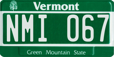 VT license plate NMI067