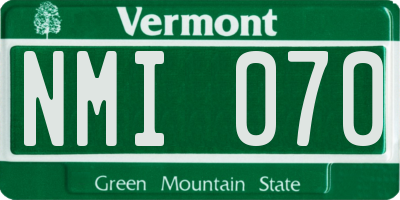 VT license plate NMI070