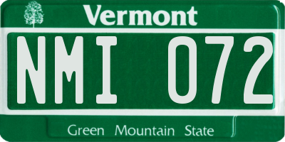 VT license plate NMI072