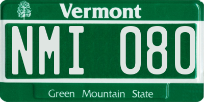 VT license plate NMI080