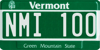 VT license plate NMI100