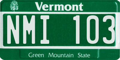 VT license plate NMI103