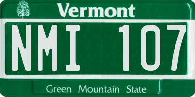 VT license plate NMI107