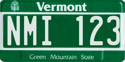 VT license plate NMI123