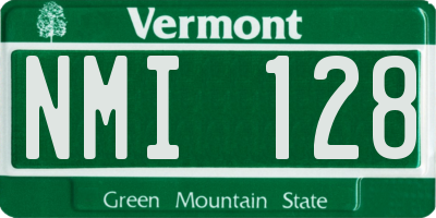 VT license plate NMI128