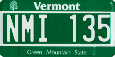 VT license plate NMI135