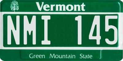 VT license plate NMI145