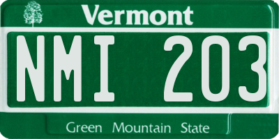 VT license plate NMI203