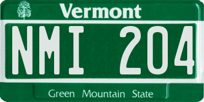 VT license plate NMI204