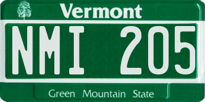 VT license plate NMI205
