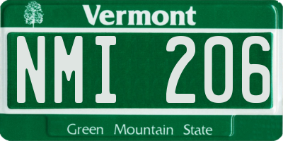 VT license plate NMI206