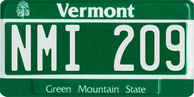 VT license plate NMI209