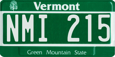VT license plate NMI215