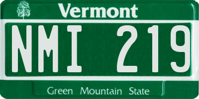 VT license plate NMI219