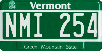 VT license plate NMI254