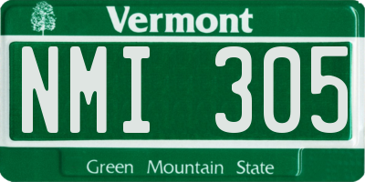 VT license plate NMI305