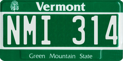 VT license plate NMI314
