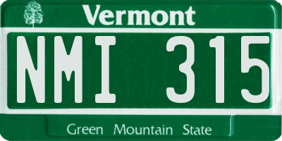 VT license plate NMI315