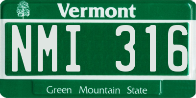 VT license plate NMI316
