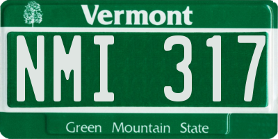VT license plate NMI317