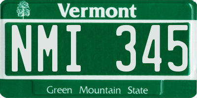 VT license plate NMI345