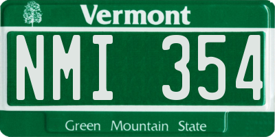 VT license plate NMI354