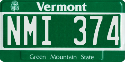 VT license plate NMI374