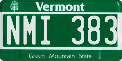 VT license plate NMI383