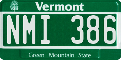 VT license plate NMI386