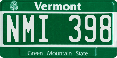 VT license plate NMI398