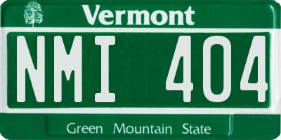 VT license plate NMI404
