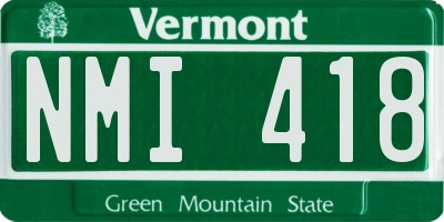 VT license plate NMI418