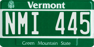 VT license plate NMI445