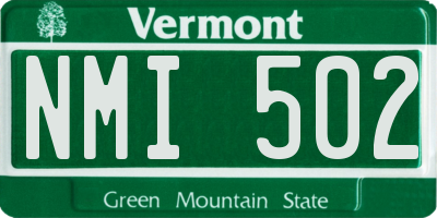 VT license plate NMI502