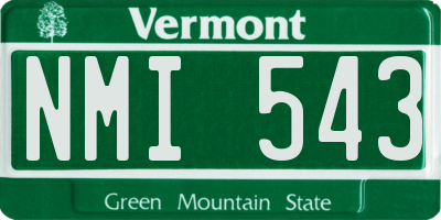 VT license plate NMI543