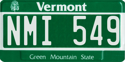 VT license plate NMI549