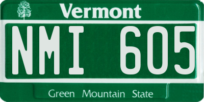 VT license plate NMI605