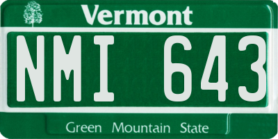 VT license plate NMI643