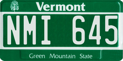 VT license plate NMI645