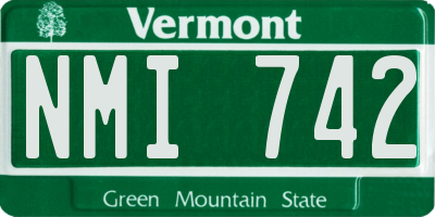VT license plate NMI742