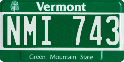 VT license plate NMI743