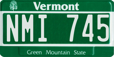 VT license plate NMI745