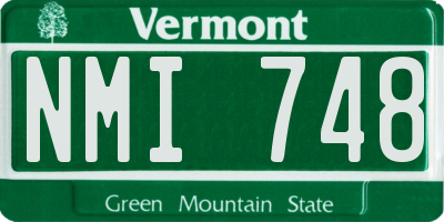 VT license plate NMI748