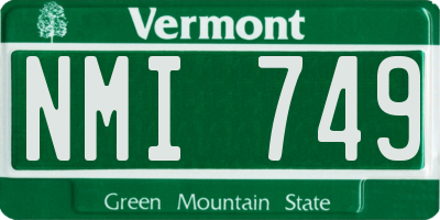 VT license plate NMI749