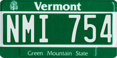 VT license plate NMI754
