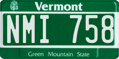 VT license plate NMI758