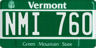 VT license plate NMI760