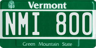 VT license plate NMI800